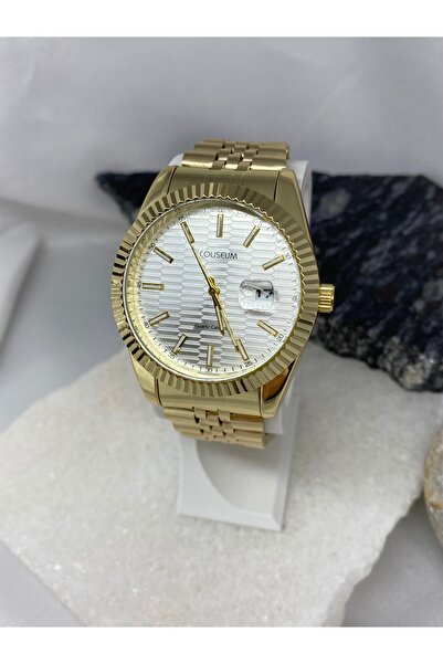 Coliseum Yuvarlak İçi Beyaz Gold Erkek Kol Saati