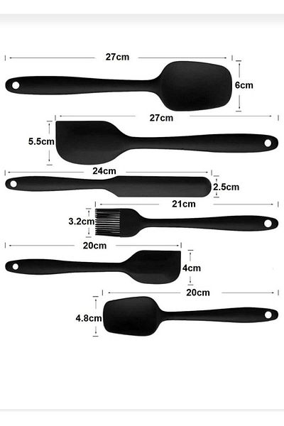 elfnur Set of 6 Fireproof Non-Stick Kitchen Cake Silicone Egg Brush Spoon Knife Spatula Set