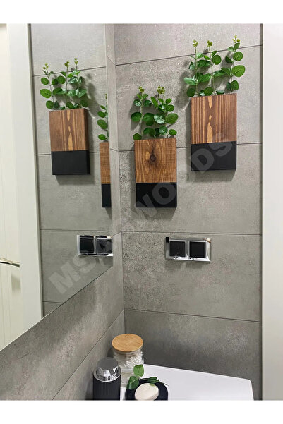 ViraHome 2'Lİ AHŞAP ÇİÇEKLİK MUTFAK BANYO YAPAY ÇİÇEK BALKON KIŞ BAHÇESİ EV HEDİYESİ ÇEYİZ BOHEM RUSTİK