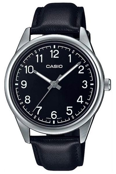 Casio ساعة يد رجالية فضية اللون باللون الأسود