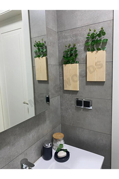 ViraHome 2'Lİ AHŞAP ÇİÇEKLİK MUTFAK BANYO YAPAY ÇİÇEK BALKON KIŞ BAHÇESİ EV HEDİYESİ ÇEYİZ BOHEM RUSTİK