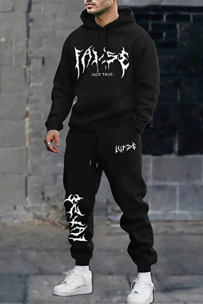 Wish BF Ανδρικό Σετ Φόρμας Trendy Με γεωμετρικό μοτίβο με κουκούλα