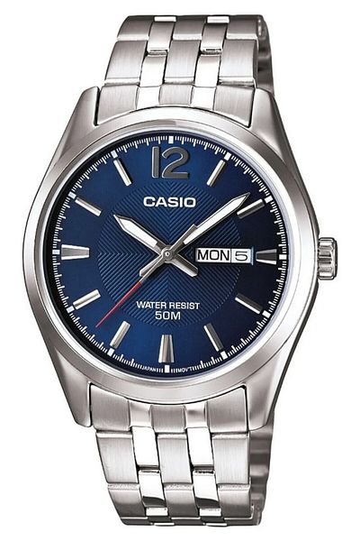 Casio Silver Navy Blue Color Men's Wrist Watch
