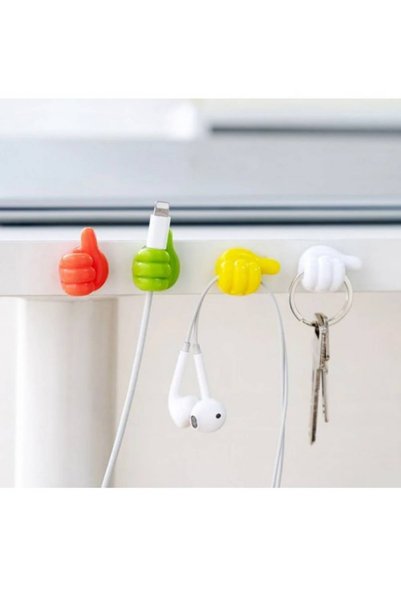 MEDUSHOP 10 Pieces Hand Shaped Rubber Multi-Purpose Cable Holders Multi Color