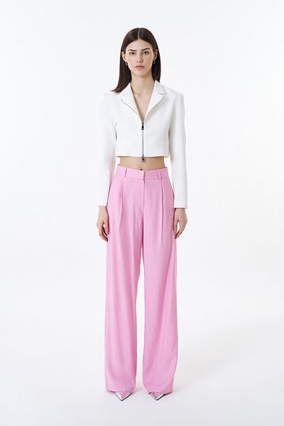Quzu Pink High Waist Wide Leg Trousers