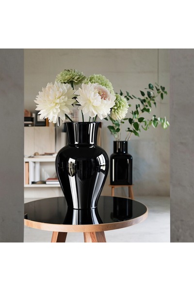 Lui Tasarım Vază decorativă neagră, elegantă, model Carafă Mare din Sticlă 27 cm
