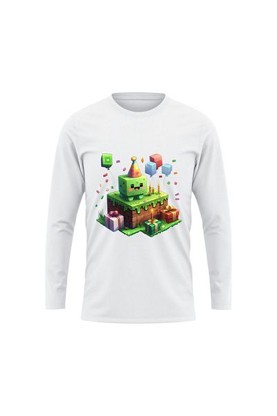 MINECRAFT تي شيرت أبيض مطبوع للجنسين