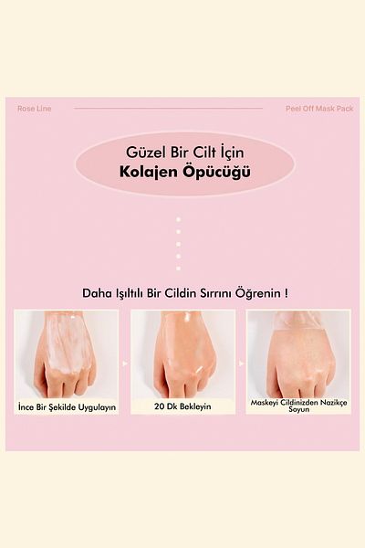 MİGUHARA Miguhara Gül Ve Kolajen İçeren Nemlendirici Etkili Soyulan Kore Cam Cilt Maske Peel Off - 60ml