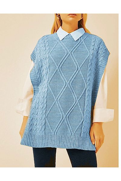 moda mh Women's Adjustable Patterned Side Tie 75 cm Sweater