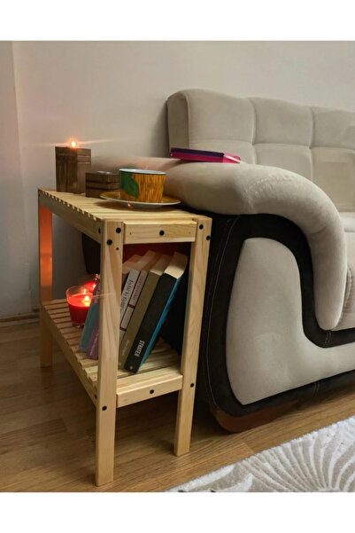 ViraHome Aa Kalite Doğal Masif Kitaplık 2 Katlı Raf Çiçeklik Oturma Odası Ev ...