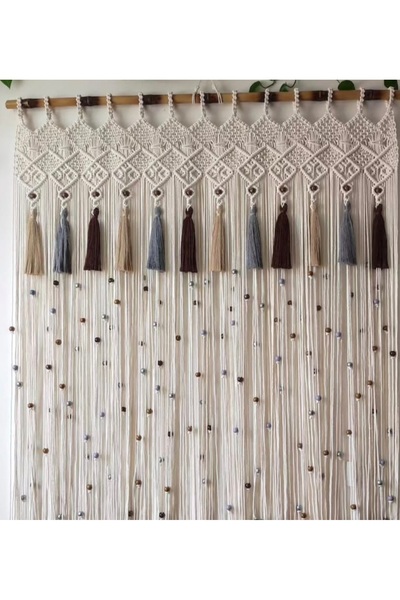 cessehome renkli boncuklu makrome perde