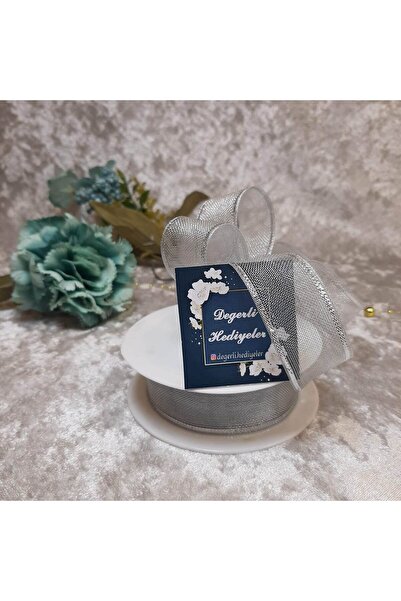 GÜLSEMALİ 20 MT šifon Sa šljokicama srebrna traka - 2.5 CM traka