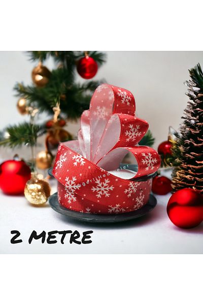 GÜLSEMALİ 2 Meter Red Satin - Christmas Ribbon and Tree Decoration Box, 2cm