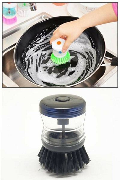 Kaşbaşı Home Buttoned Practical Dish Brush with Detergent Tank