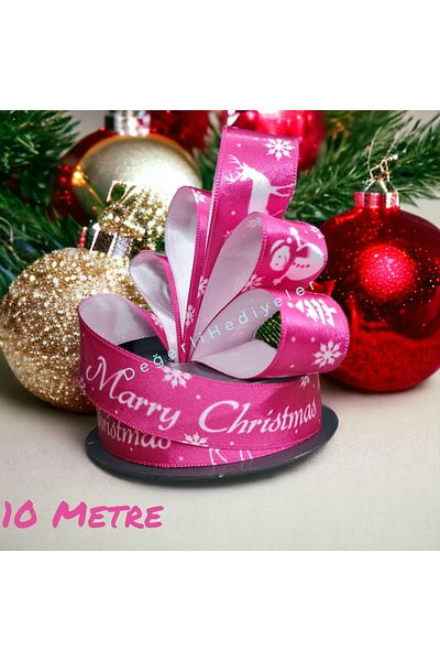 GÜLSEMALİ 9 Meters Satin Maryy Printed - Christmas Box, Decoration Ribbon, Tree Ribbon 2.5cm