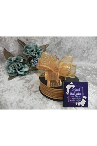 GÜLSEMALİ Κορδέλα με κορδόνι 20 MT 2,5 CM GOLD Gülbant