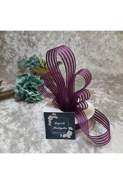 GÜLSEMALİ 2.5 cm ribbon chiffon purple ribbon 20 mt.