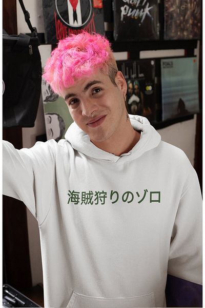 Fuddy Moda Φούτερ με κουκούλα One Piece Zoro Back Printed Hoodie, Unisex Oversize Anime Printed Hoodie