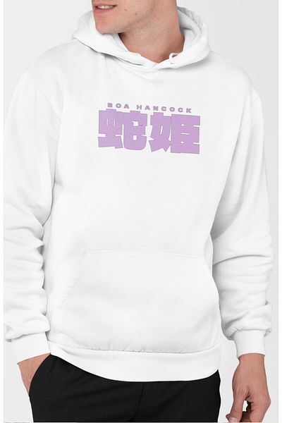 Fuddy Moda Hanorac cu glugă supradimensionat unisex Boa Hancock - Hanorac cu glugă cu imprimeu pe spate cu tematică One Piece