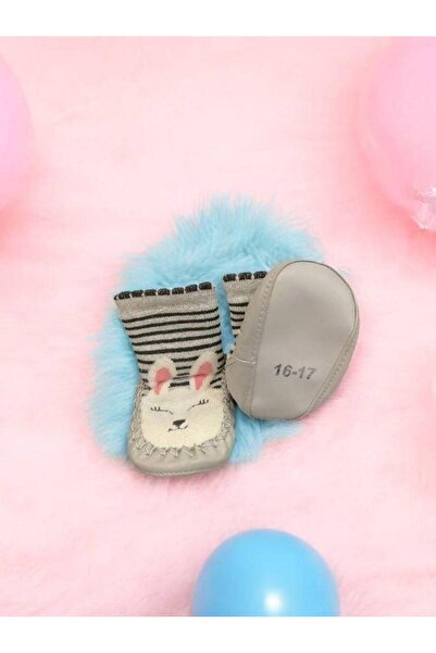 Zekids Kız Çocuk Altı Kaydırmazlı Hayvan Figürlü Ev Kreş Çorabı
