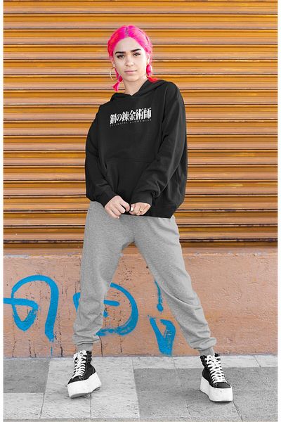 Fuddy Moda Fullmetal Alchemist Unisex Oversize Hooded Sweatshirt - Back Printed Anime Themed Hoodie