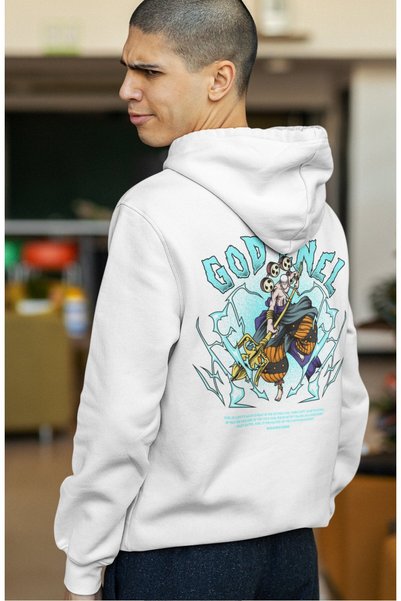Fuddy Moda Enel Hooded Oversize Sweatshirt - God, One Piece Themed Unisex Anime Hoodie