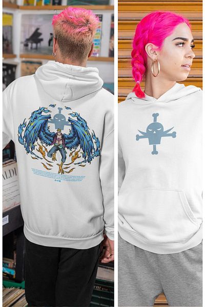 Fuddy Moda Phoenix Marco Unisex Oversize Hooded Sweatshirt - Back Printed, One Piece Themed Anime Hoodie