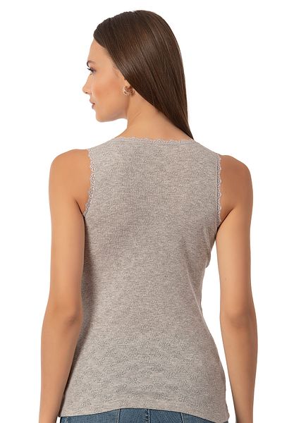 ÖZKAN underwear Özkan 24202 - Flexible and Comfortable Women's Tank Top, Cotton Transfered Jacquard Buttoned