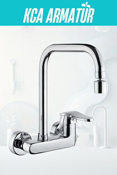 KCA ARMATÜR Duvardan Oynar Uçlu Mutfak Bataryası Çeşmesi Musluğu