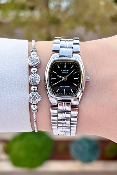 Casio Gümüş Siyah Renk Kadın Kol Saat