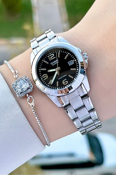 Casio Silver Black Color Women's Wristwatch