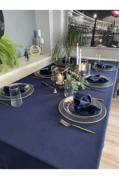 Decamor home Față de masă fără griji, cu textura catifea moale, albastru bleumarin