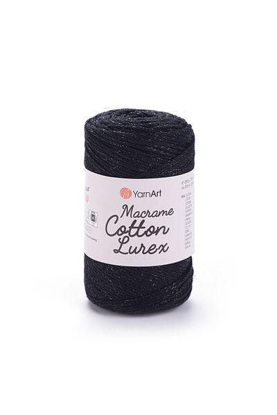 Yarnart Macrame Cotton Lurex - Glitter Macrame Hand Knitted Black-silvery-722