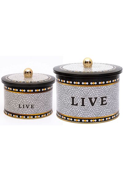 EVLE 2-Piece Metal Storage Set with Mosaic Pattern - 1.3 Lt and 2.9 Lt Erb53U1
