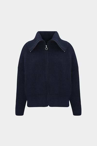 Açelya Okcu Oversize Thessaloniki Knit Zipper Detailed Women's Knitwear Cardigan