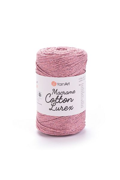 Yarnart Macrame Cotton Lurex - Glitter Macrame Hand Knitted Dusty Rose-743