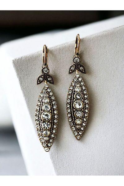 FAYRA ACCESSORIES Zircon Stone Diamond Mounted Shuttle Earrings