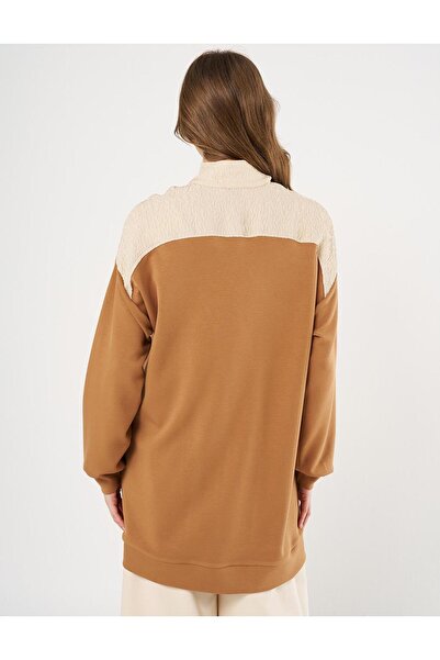 Kayra Gofre Garnili Scuba Sweatshirt Tütün