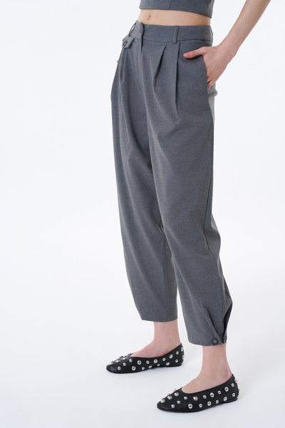 Quzu Pile Detaylı Jogger Pantolon Koyu Gri