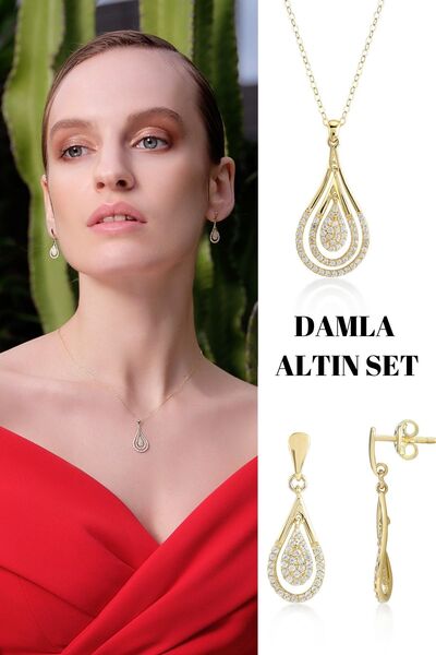 Hepimitu Damla ikili Altın Set 14 Ayar
