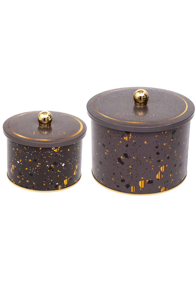 EVLE Terrazzo Pattern Metal Storage Container Set - Set of 2 (1.3 Lt - 2.9 Lt) Erb53U4
