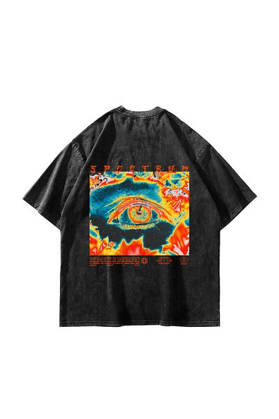 Sekizbiraltı Πλένεται μαύρο Spectrum Printed Oversize Unisex Tshirt
