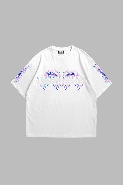 Sekizbiraltı Tricou alb unisex oversize cu text imprimat Eternal