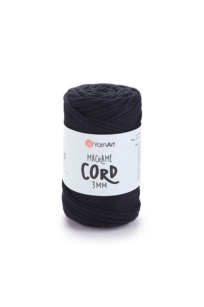 Yarnart Κορδόνι Macrame 3 Mm - Μακραμέ Πλεκτό Χέρι Σχοινί Μαύρο-750