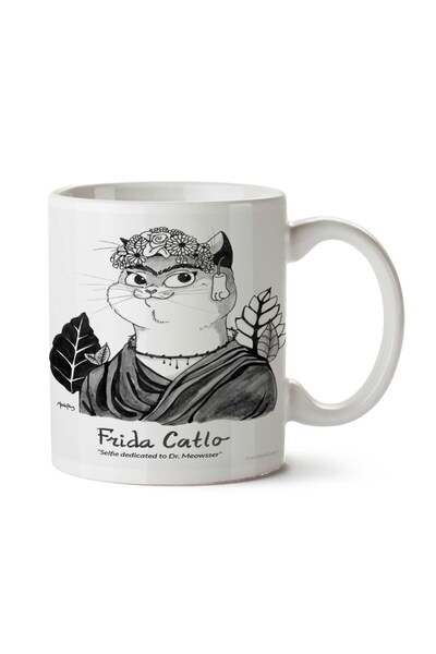ART HEDİYE كوب فريدا كاهلو كاتلو مطبوع على الجانبين