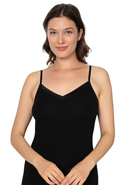 Cotpark Women's Rope Strap Cotton Basic Black Undershirt 3100