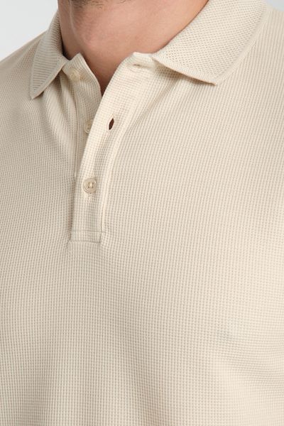 Frappoli Ανδρικό μπλουζάκι Walfer - Ανοιχτό μπεζ Slim Fit Polo Neck T-shirt 100% βαμβακερό ύφασμα που δεν συρρικνώνεται