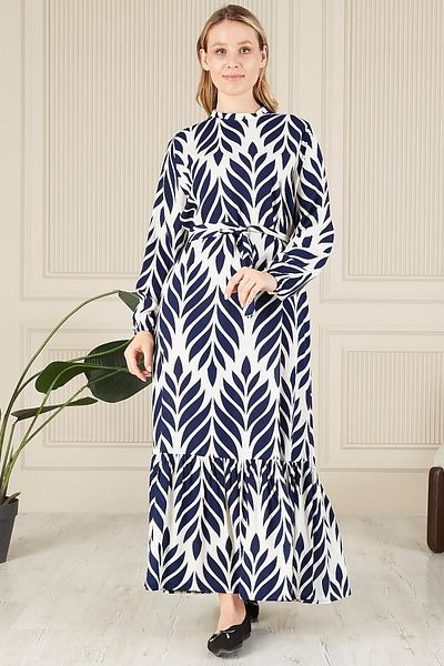 Ferace Φόρεμα Hijab από βισκόζη με γιακά μεγάλου μεγέθους - Υφασμάτινο πλισέ και πλισέ