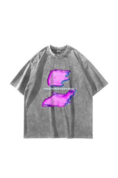 Sekizbiraltı Tricou oversize unisex, lavabil, alb, imprimat la temperatură