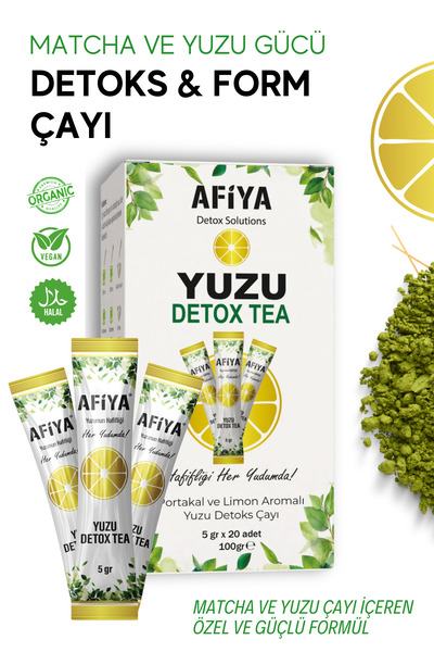 Afiya Detox Solutions Matcha Detoks Çayı Ve Yuzu Detoks Çayı, 2'li Güçlü Karı...